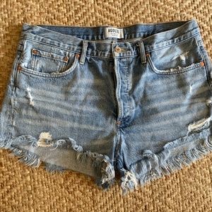 A GOLDE distressed button fly cheeky shorts/32